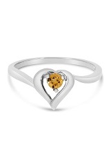 lovely white gold heart round citrine gemstone baby birthstone ring